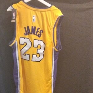 Nike Yellow and Purple Basketball Jersey